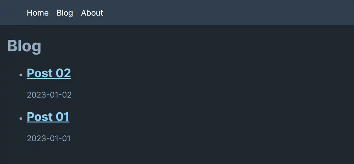 用意した記事の一覧を表示できました