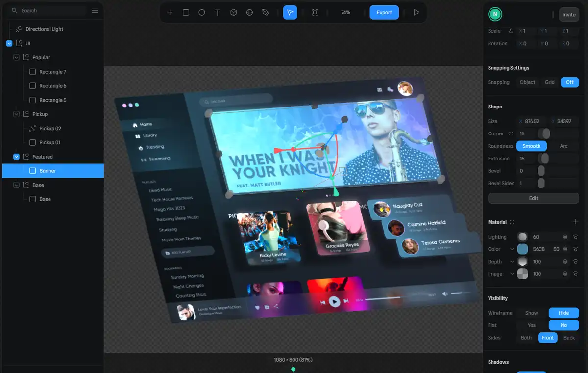 SplineのUIは、初心者でも使いやすいように設計されています